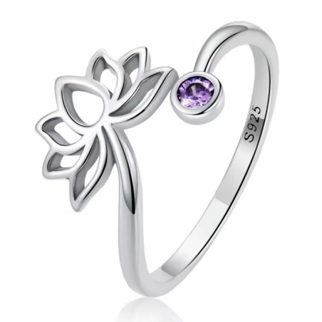 Bague fleur de lotus simple argent réglable