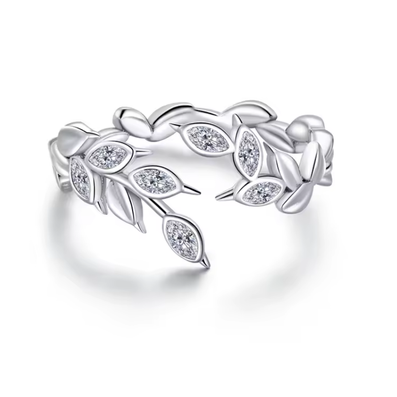 Bague couronne de feuille argent réglable Bague couronne de feuille argent réglable