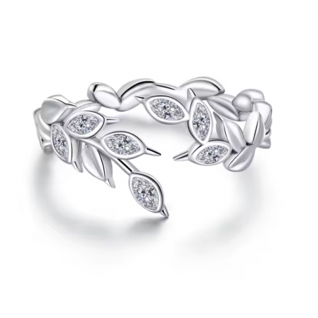 Bague couronne de feuille argent réglable