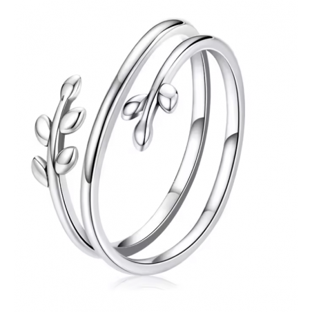 Bague spirale de fleur fleuille argent réglable