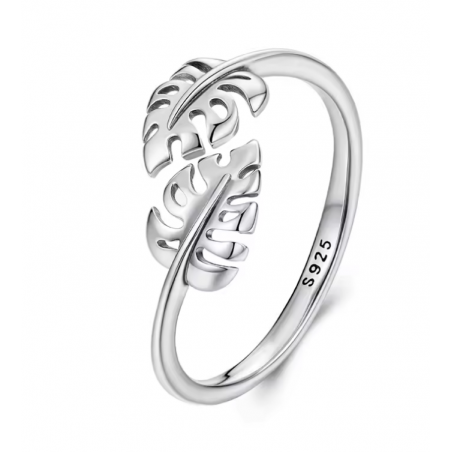 Bague fleur feuille de monstera réglable