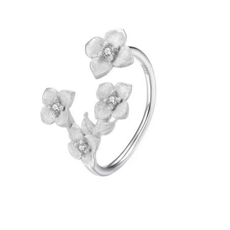 Bague petites fleurs argent perle réglable