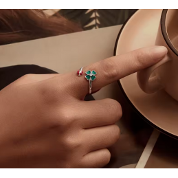 Bague coccinelle trèfle 4 feuilles chance réglable