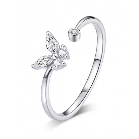 Bague petit papillon perle réglable
