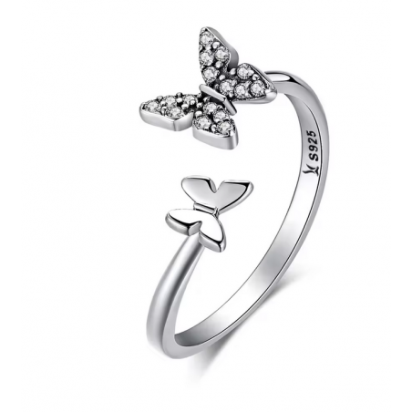 Bague deux papillons réglable