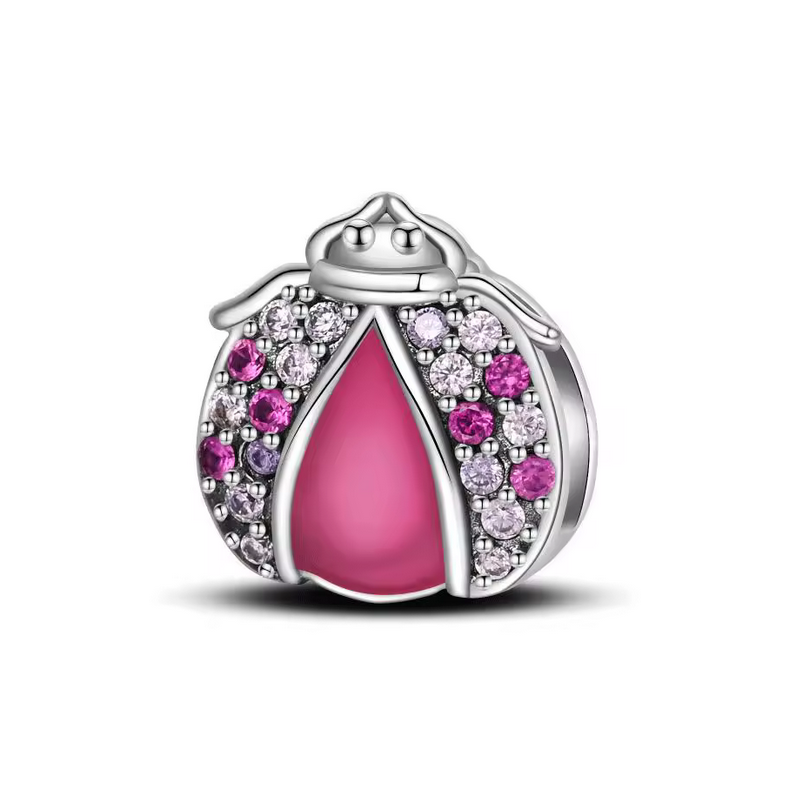 Charm pour bracelet reflexions coccinelle pierre rose Charm pour bracelet reflexions coccinelle pierre rose