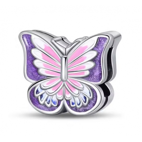 Charm pour bracelet reflexions papillon rose violet