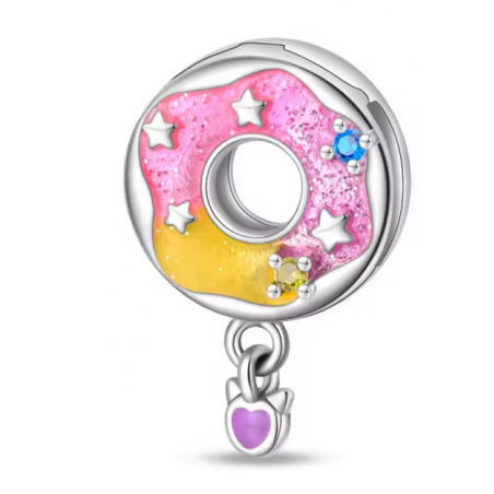 Charm pour bracelet reflexions donut gateau rose étoile