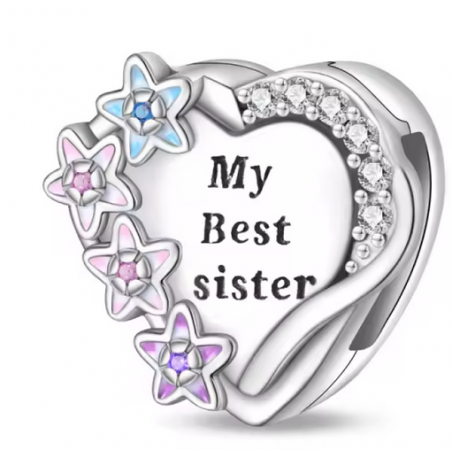 Charm pour bracelet reflexions coeur meilleure amie soeur