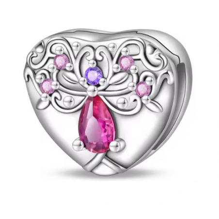 Charm pour bracelet reflexions coeur pierre violette fleurs