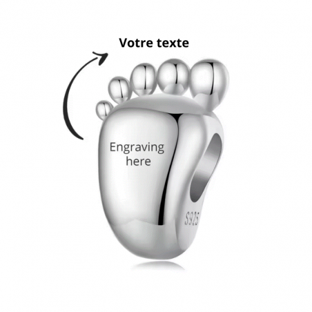 Charm personnalisable cadeau naissance pied texte personnalisé