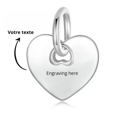 Charm personnalisable cadeau plaque coeur texte personnalisé