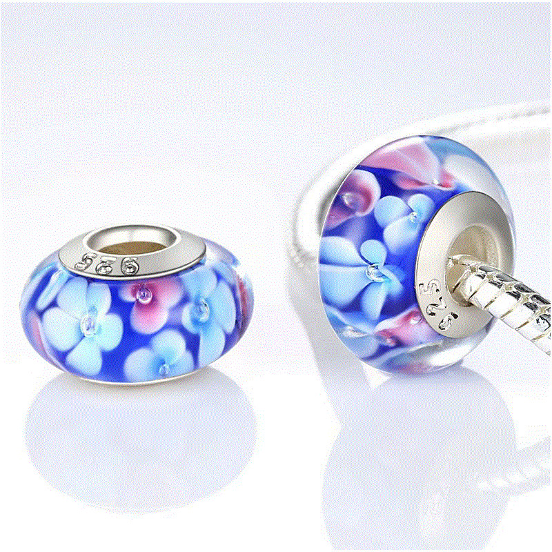 Charm pour bracelet murano espaceur séparateur fleurs