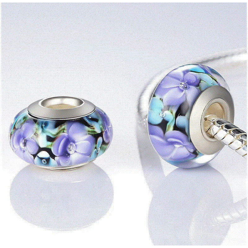 Charm pour bracelet murano espaceur séparateur fleurs