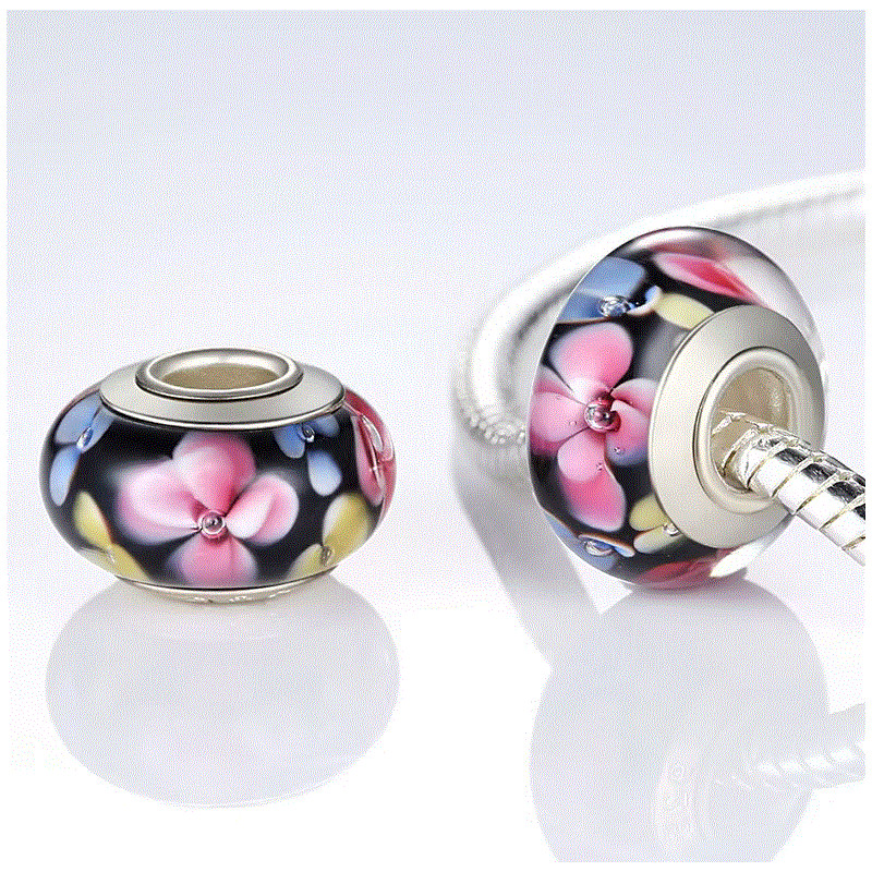 Charm pour bracelet murano espaceur séparateur fleurs