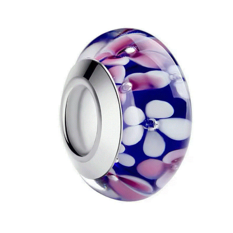 Charm pour bracelet murano espaceur séparateur fleurs