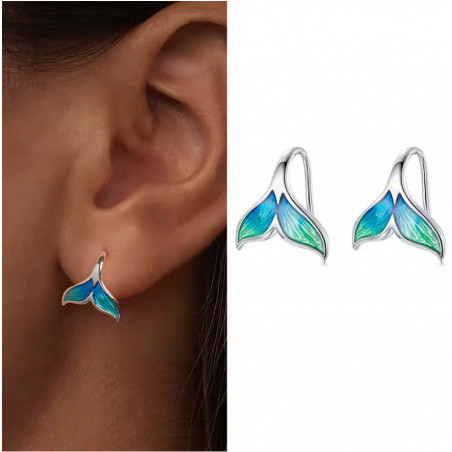 boucles d'oreilles queue de sirène turquoise vert mer