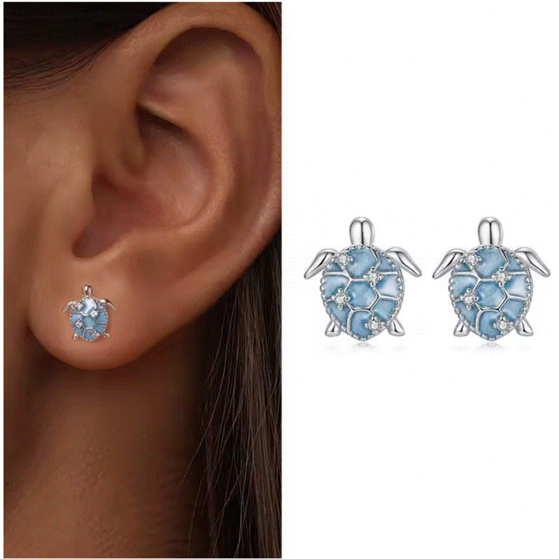 boucles d'oreilles tortue bleu turquoise