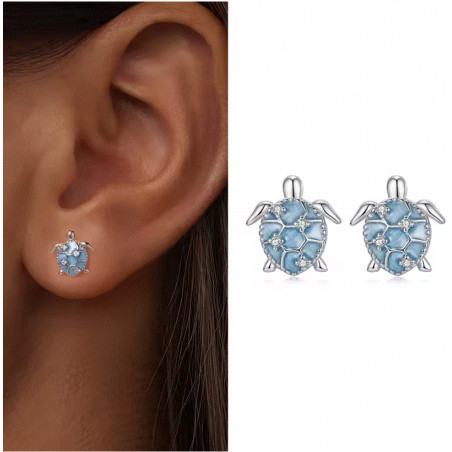 boucles d'oreilles tortue bleu turquoise