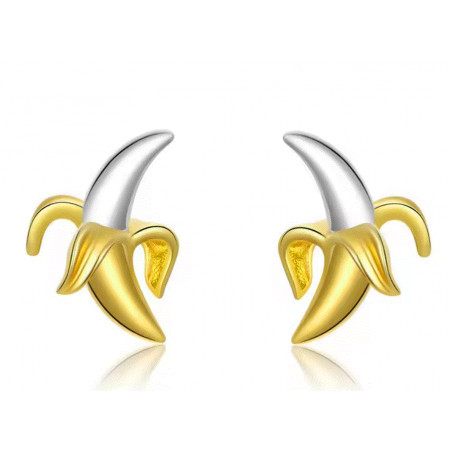 boucles d'oreilles banane épluchée argent