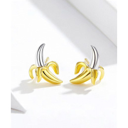 boucles d'oreilles banane épluchée argent