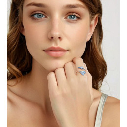 Bague réglable baleine bleue argent