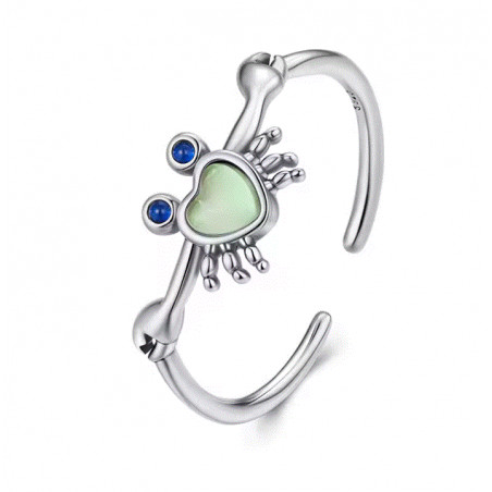 Bague réglable petit crabe coeur