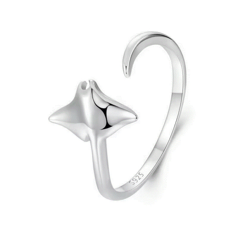 Bague réglable raie manta argent