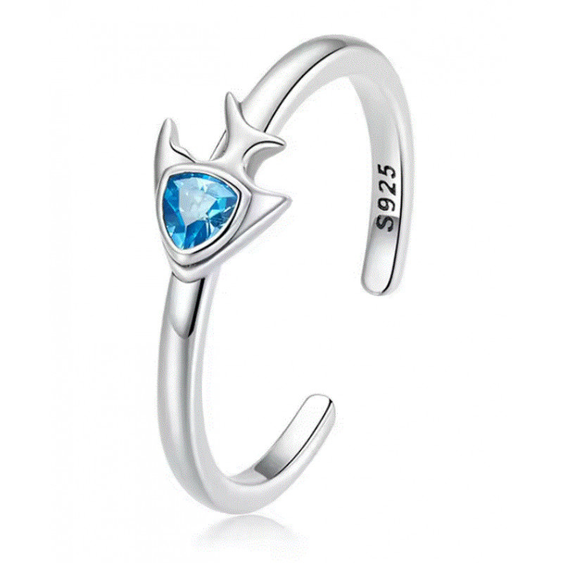 Bague réglable poisson pierre bleu