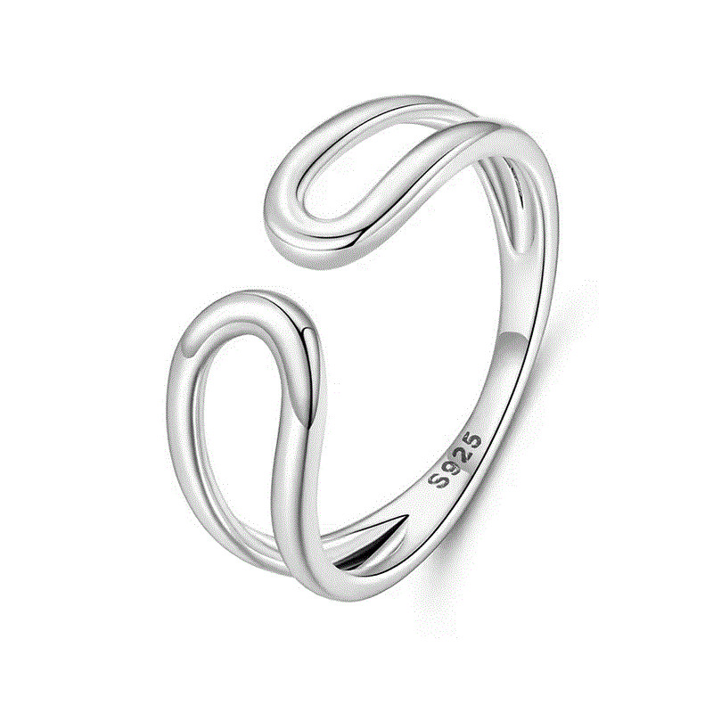 Bague réglable design double boucle argent