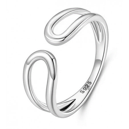 Bague réglable design double boucle argent