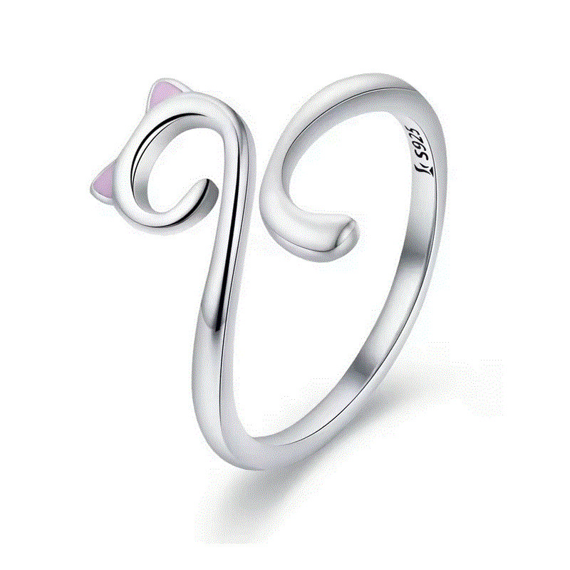 Bague réglable tête de chat oreilles rose Bague réglable tête de chat oreilles rose