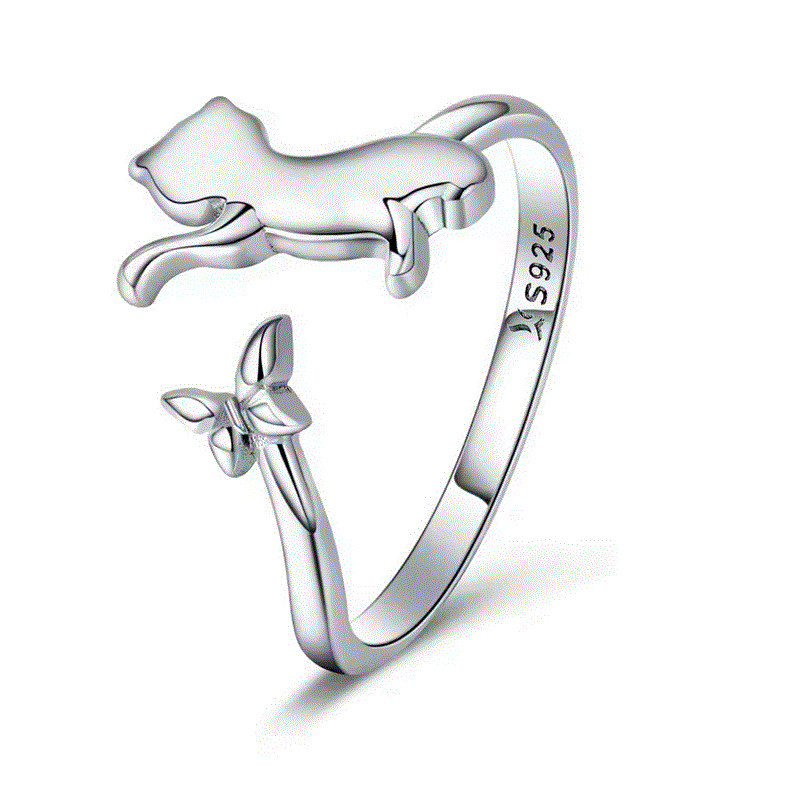 Bague réglable chat et papillon Bague réglable chat et papillon
