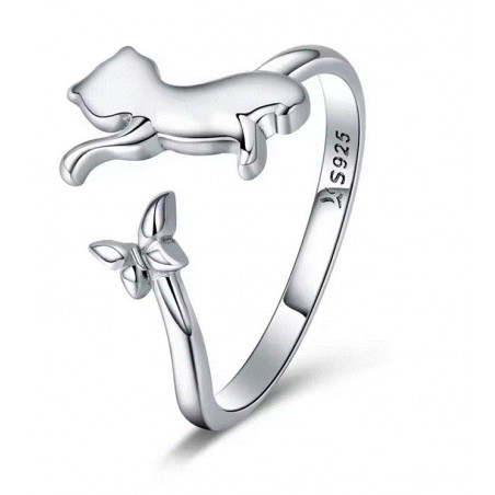 Bague réglable chat et papillon