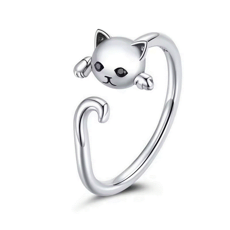 Bague réglable chat enroulé sur doigt Bague réglable chat enroulé sur doigt