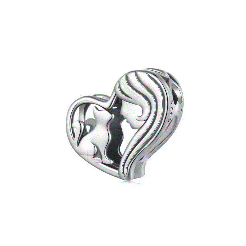 Charm pour bracelet amour chat tête a tête