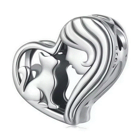 Charm pour bracelet amour chat tête a tête