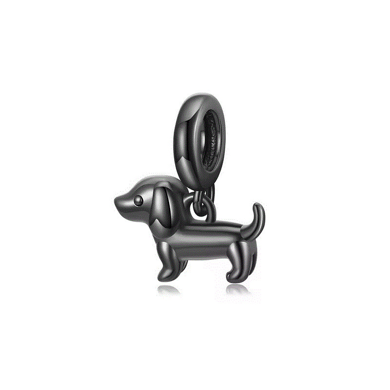 Charm argent petit chien noir Charm argent petit chien noir