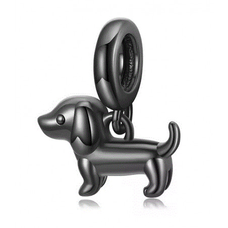 Charm argent petit chien noir