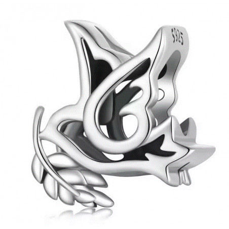 Charm pour bracelet oiseau argent avec branche