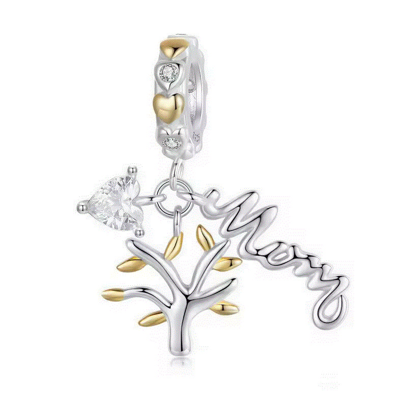 Charm pour bracelet cadeau maman arbre de vie or coeur