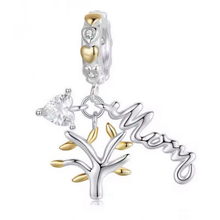 Charm pour bracelet cadeau maman arbre de vie or coeur