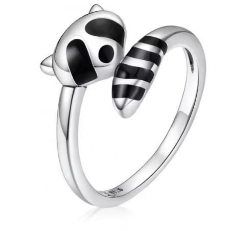Bague réglable raton laveur argent