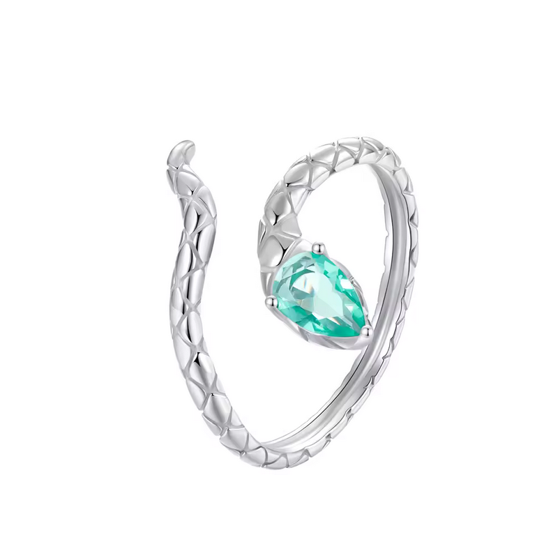Bague réglable serpent enroulé pierre turquoise