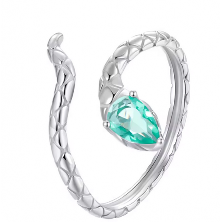 Bague réglable serpent enroulé pierre turquoise