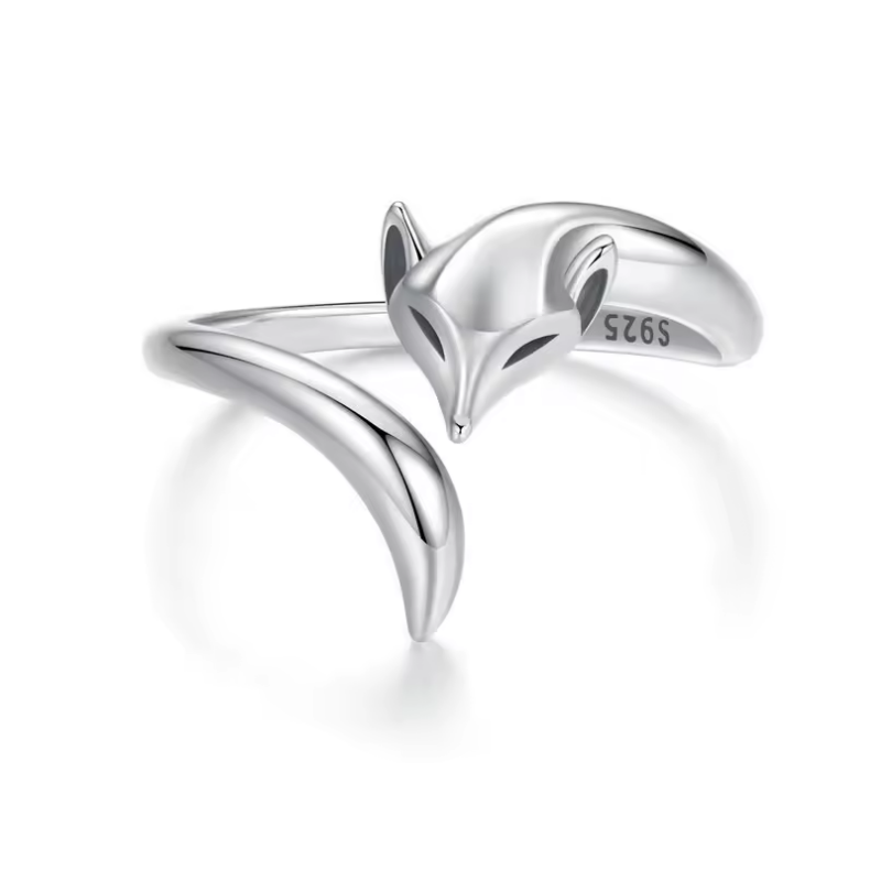 Bague réglable renard enroulé argent