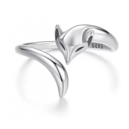 Bague réglable renard enroulé argent