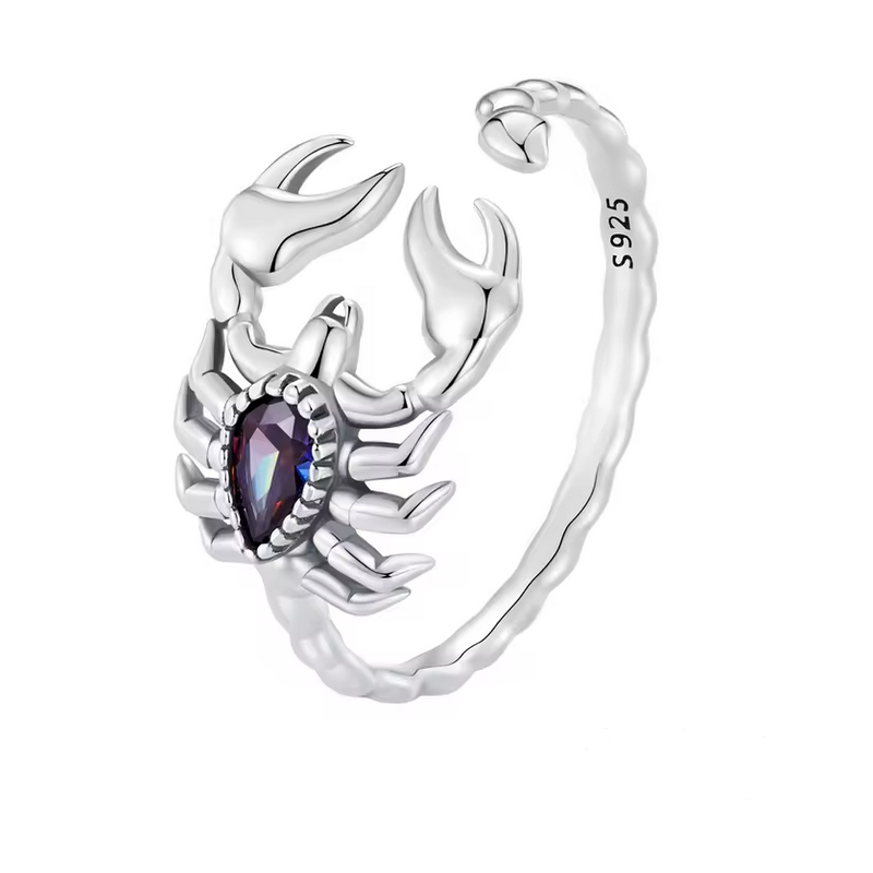 Bague réglable scorpion pierre violette