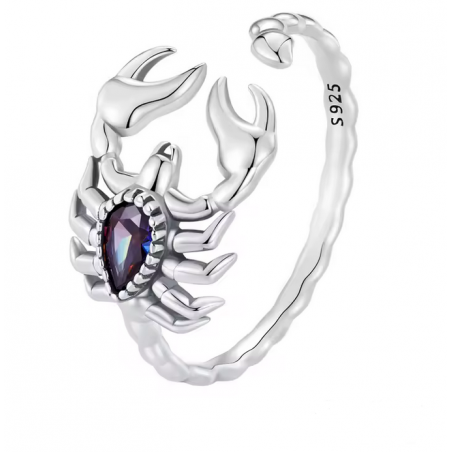 Bague réglable scorpion pierre violette