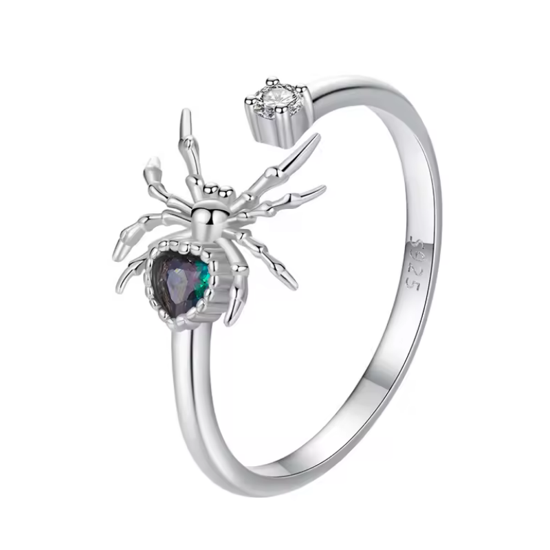 Bague réglable araignée pierre violette